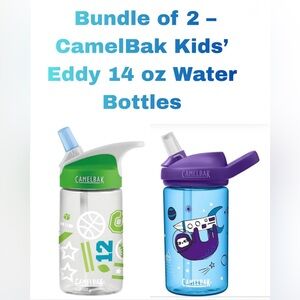 CamelBak Kids’ Eddy 14 oz Water Bottles – Tritan Renew – Leak Proof -Bundle of 2